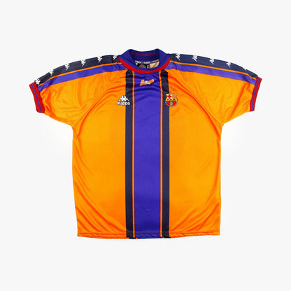 1997-98 barcelona home vintage shirt front view classic 90s sleeve taping