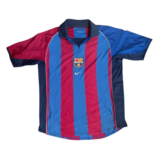 2001-02 barcelona home vintage shirt front view pre sponsor classic stripes