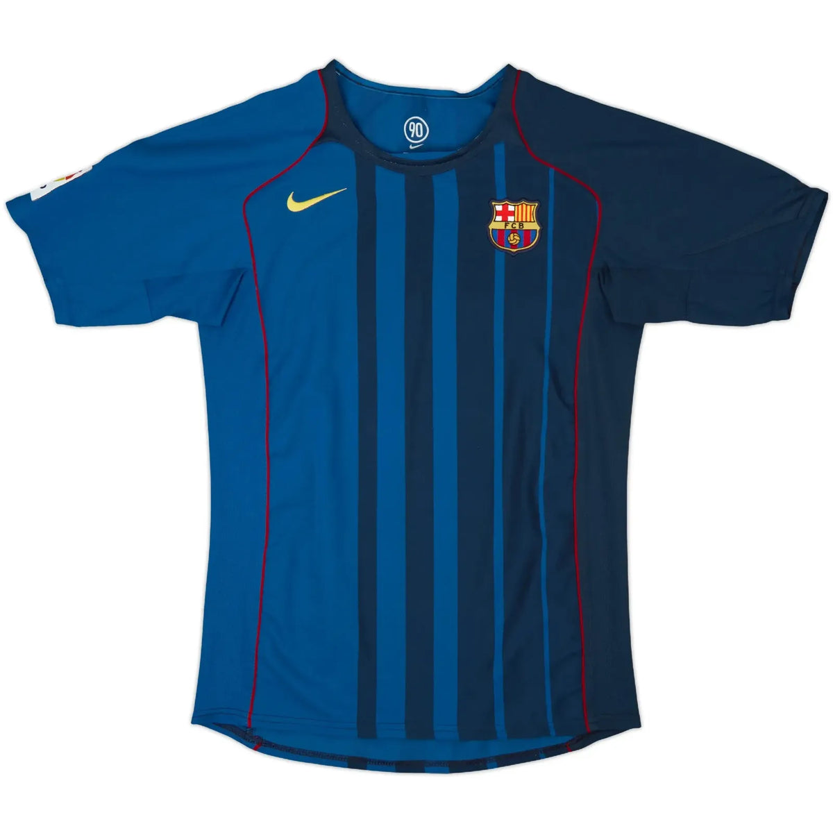 2004-05 barcelona away vintage shirt front view champagne beige design pre sponsor