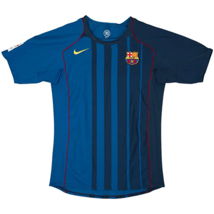 2004-05 barcelona away vintage shirt front view champagne beige design pre sponsor