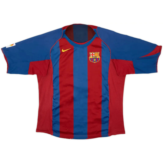 2004-05 barcelona home vintage shirt front view pre sponsor classic stripes