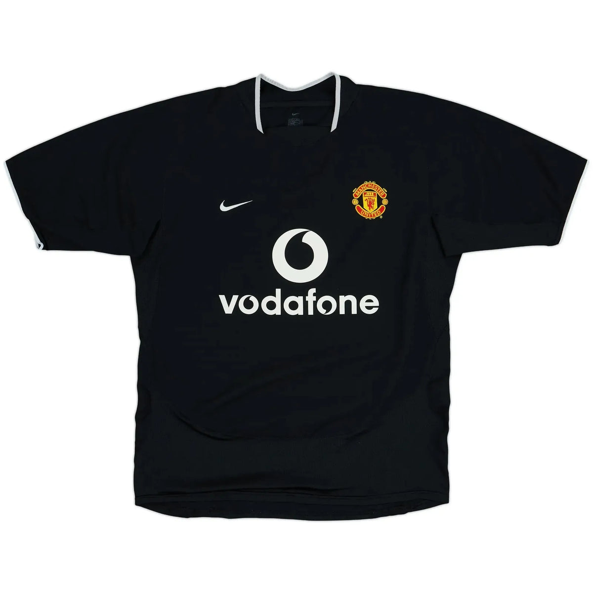 2004 05 manchester united away vintage shirt front view black vodafone total 90