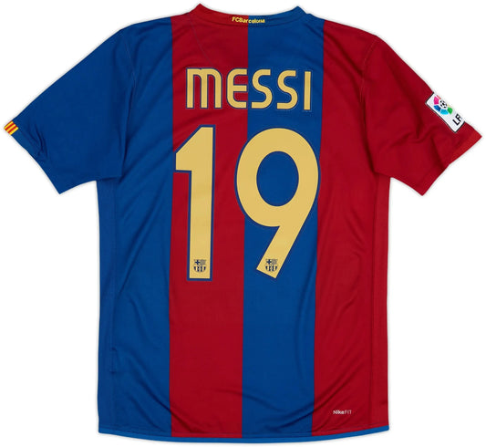 2007-09 barcelona away classic football jersey back view messi 19 print