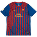 2011-12 barcelona home vintage shirt front view thin stripes qatar foundation