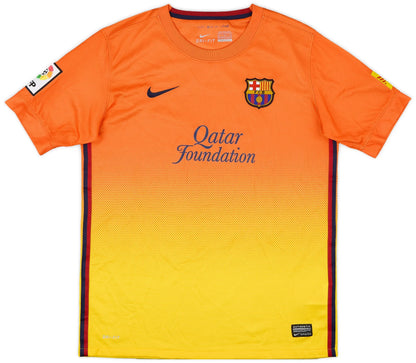 2012-13 barcelona away vintage shirt front view orange yellow gradient design
