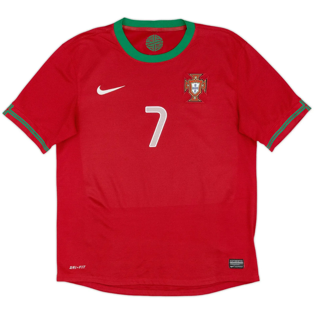 2012 13 portugal home vintage shirt front view deep red tonal cross green collar