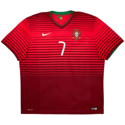 2014 15 portugal home vintage shirt front view two tone red gradient number 7 on chest