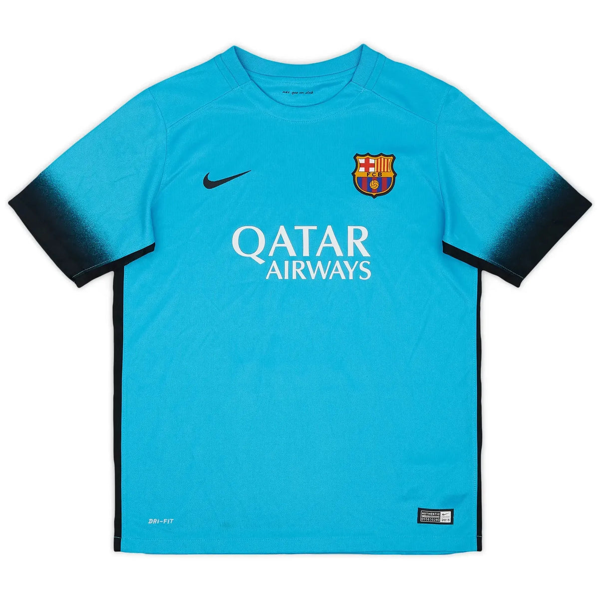 2015-16 barcelona third vintage shirt front view electric blue night rising design