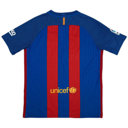 2016-17 barcelona home classic football jersey back view authentic retro kit