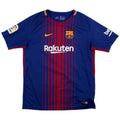 2017-18 barcelona home vintage shirt front view fading vertical stripes design