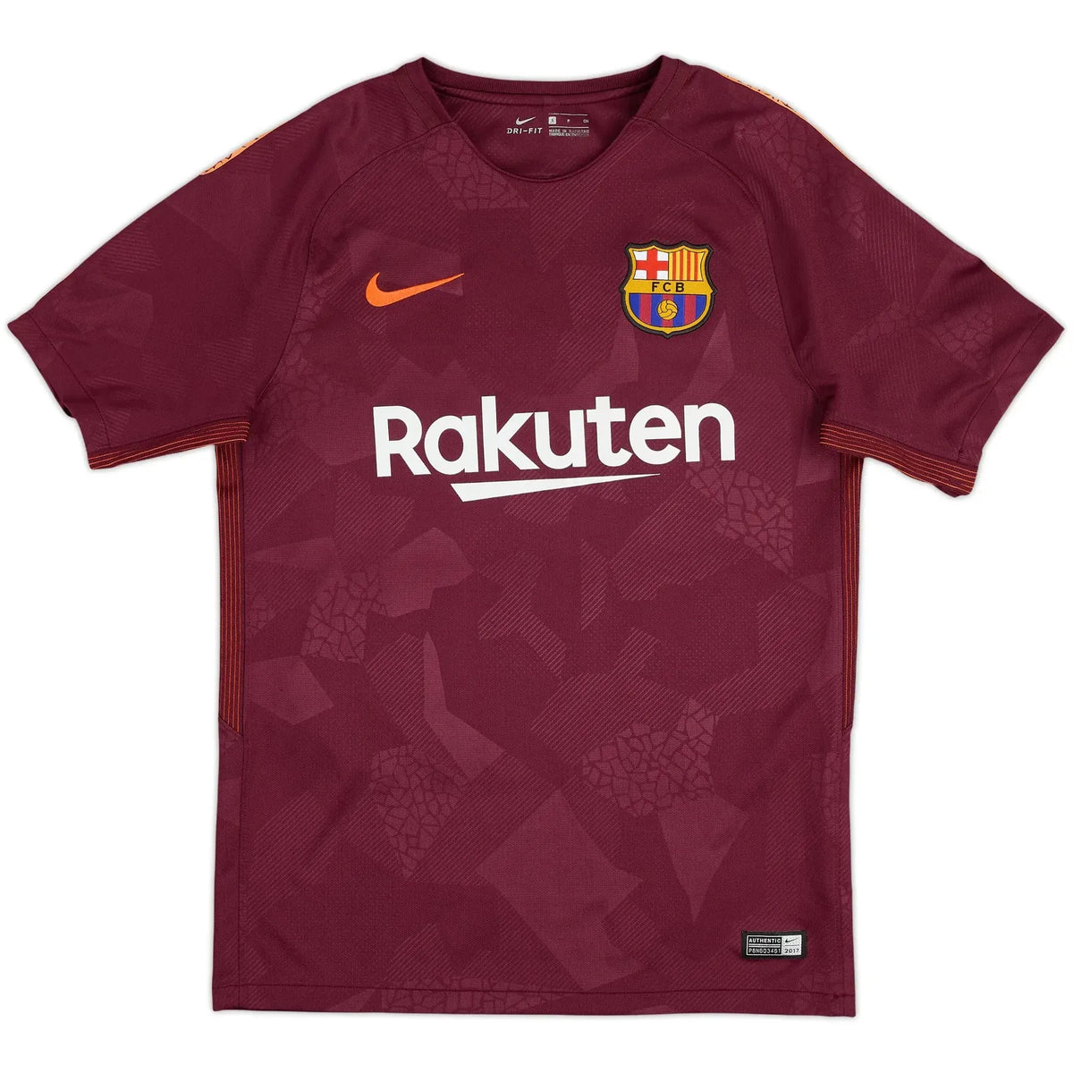 2017-18 barcelona third vintage shirt front view night maroon camo design 