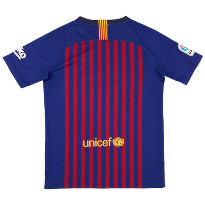 2018-19 barcelona home classic football jersey back view authentic retro kit