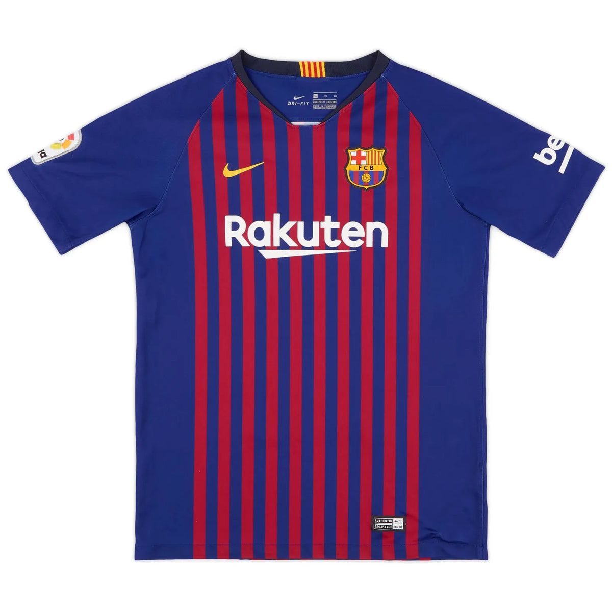 2018-19 barcelona home vintage shirt front view 10 vertical stripes design