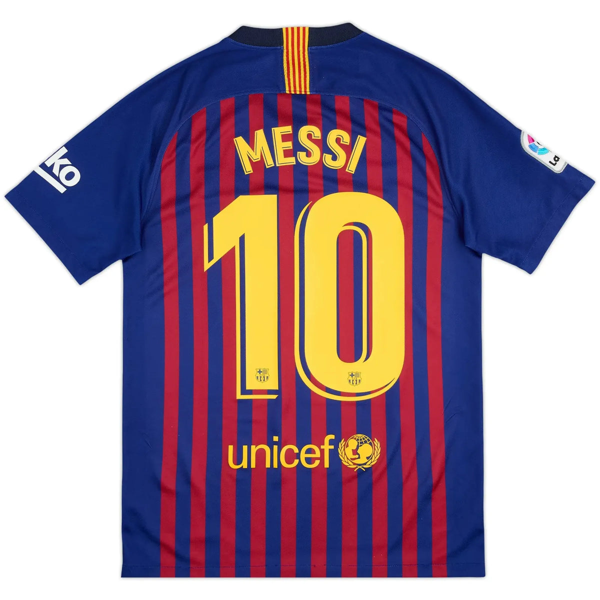 2018-19 barcelona home classic football jersey back view messi number 10 print