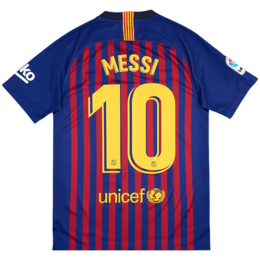 2018-19 barcelona home classic football jersey back view messi number 10 print