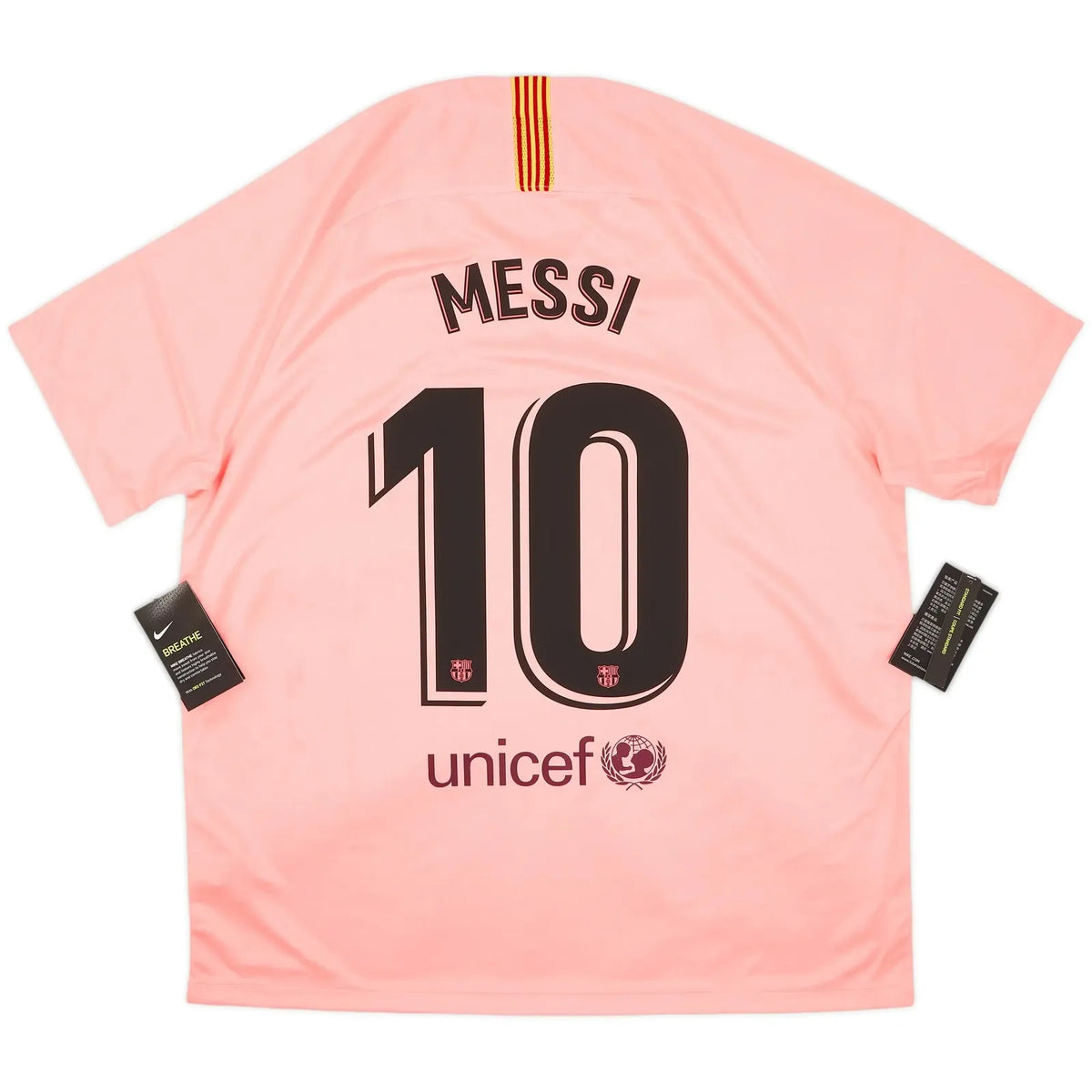 2018-19 barcelona third classic football jersey back view messi number 10 print