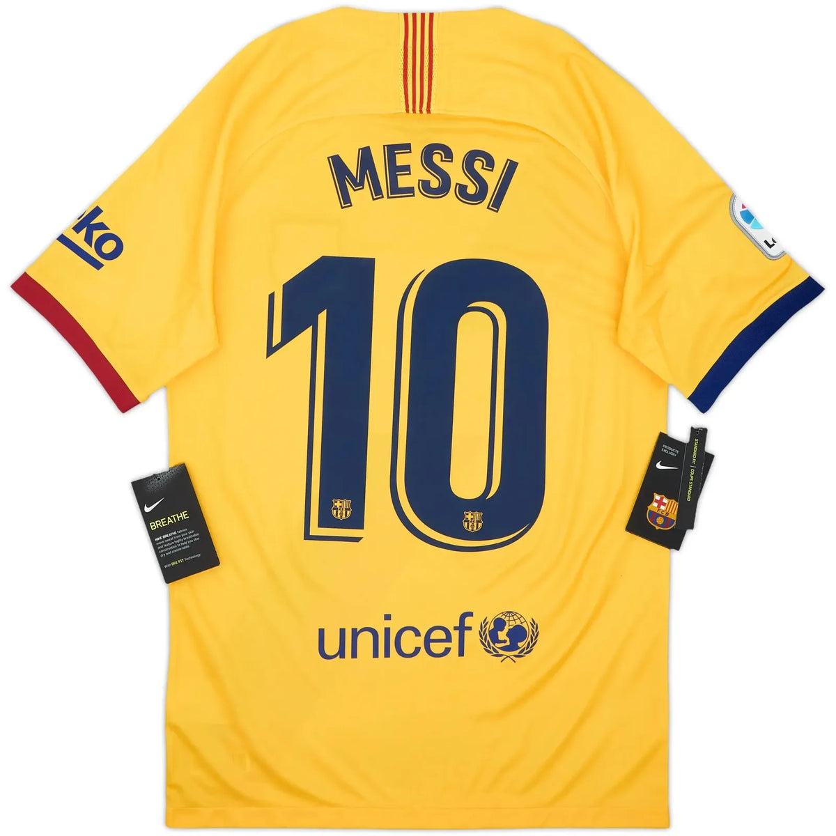 2019-20 barcelona away classic football jersey back view messi number 10 print