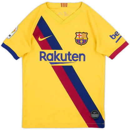 2019-20 barcelona away vintage shirt front view classic yellow with diagonal sash