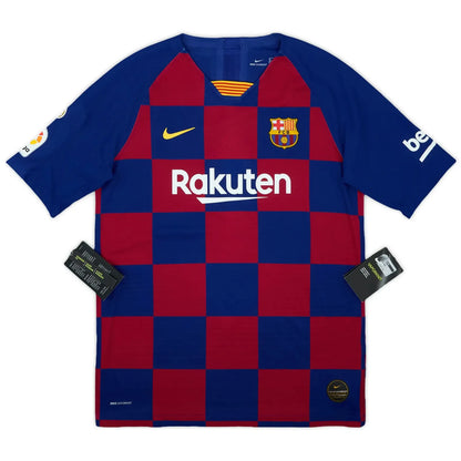 2019-20 barcelona home vintage shirt front view revolutionary checkerboard design