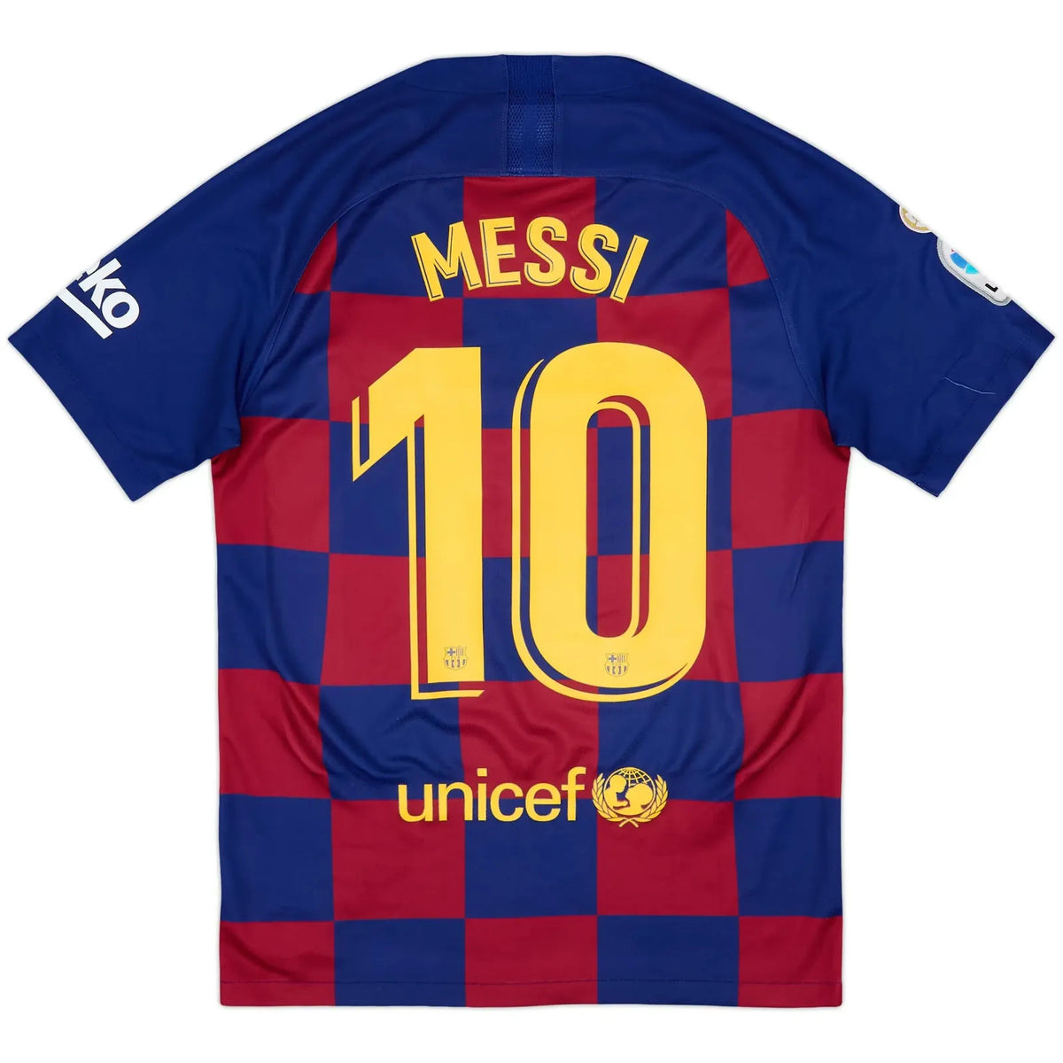 2019-20 barcelona home classic football jersey back view messi number 10 print