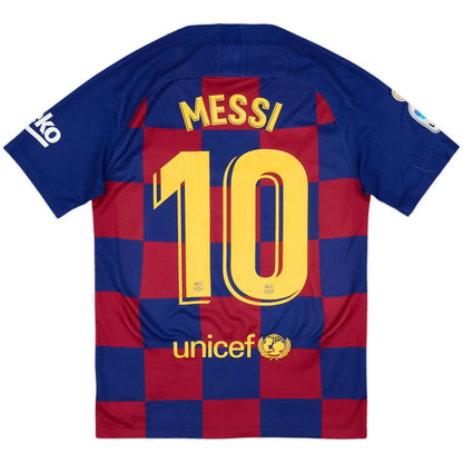 2019-20 barcelona home classic football jersey back view messi number 10 print