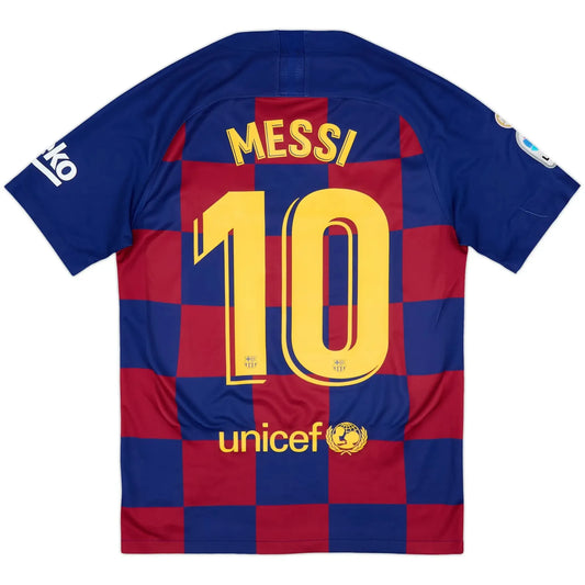 2019-20 barcelona home classic football jersey back view messi number 10 print