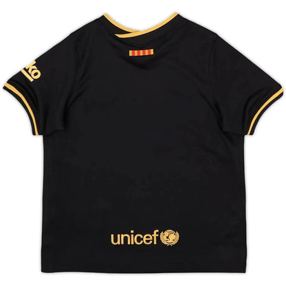 2020-21 barcelona black and gold away football jersey back view authentic retro kit
