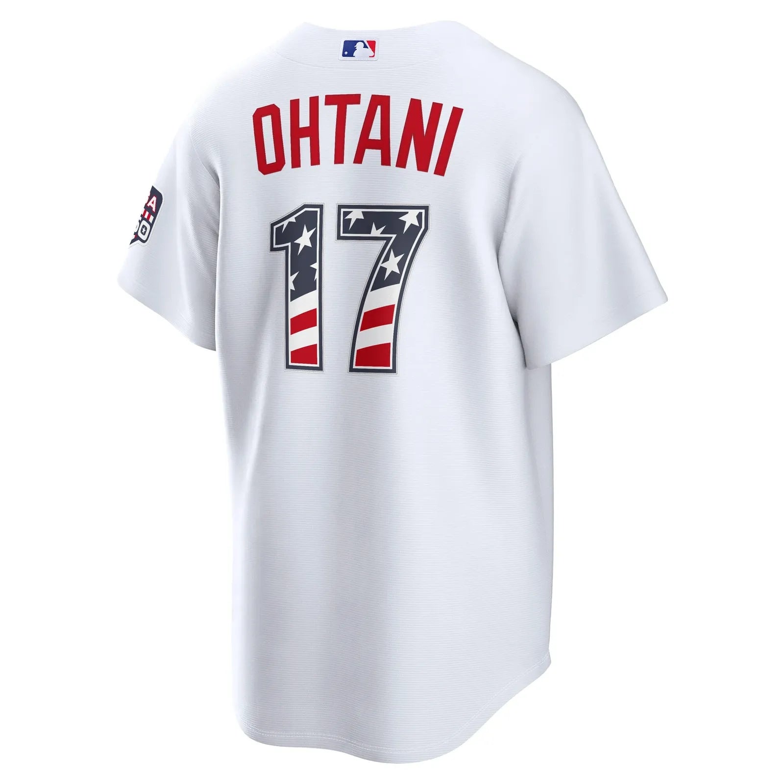 fourth of july los angeles dodgers white usa 250 stadium jersey back view ohtani 17 print