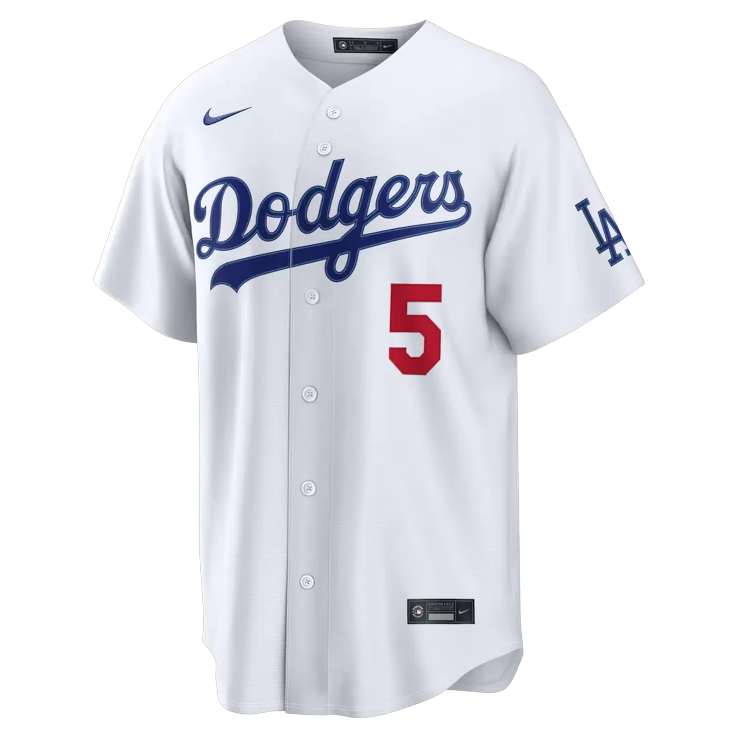 freddie freeman los angeles dodgers home white stadium jersey front view dodgers script red number